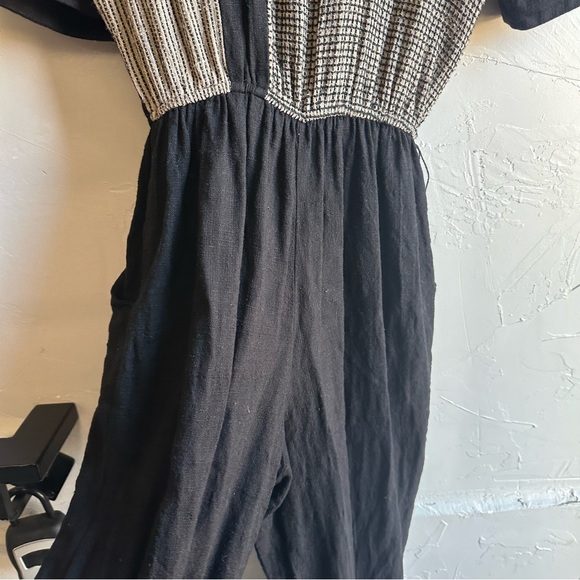 90s Vintage Linen Blend Jumpsuit with Button Up Top and Wide Leg Trousers Size 6 - Picture 6 of 14